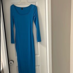 SHEIN Blue Off the Shoulder Bodycon Dress